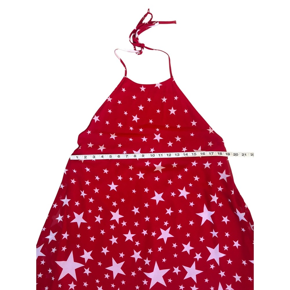 Show Me Your Mumu Katy Halter Mini Dress Star Print L Resort Patriotic Red - Picture 6 of 9